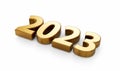 2023 Years sign golden metallic Happy New Year 3d illustration