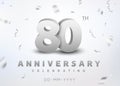 80 years silver number anniversary celebration event. Anniversary banner ceremony design for 80 age