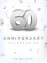 60 years silver number anniversary celebration event. Anniversary banner ceremony design for 60 age