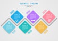 6 years Timeline infographic middle road multicolored square numbers year