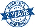 2 years warranty grunge retro blue isolated stamp