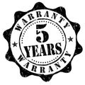 5 years warranty grunge rubber stamp