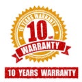 10 Years Warranty Rubber Stamp
