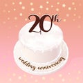 20 years of wedding or marriage vector icon, illustration
