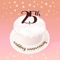 25 years of wedding or marriage vector icon, illustration