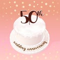 50 years of wedding or marriage vector icon, illustration