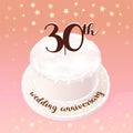 30 years of wedding or marriage vector icon, illustration