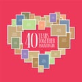 40 years of wedding or marriage vector icon, illustration