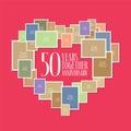 50 years of wedding or marriage vector icon, illustration