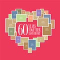 60 years of wedding or marriage vector icon, illustration