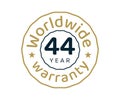 44 years worldwide warranty, 44 year logos