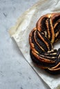 Estonian Kringle. Brioche with poppy and chocolate. Wreath. Baking, national pastries. Babka. Royalty Free Stock Photo