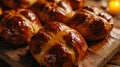 the yeast buns are baked. Selective focus. Royalty Free Stock Photo