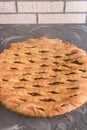 Yeast dough apple pie. Homemade sweet pastries. Close-up, selective focus Royalty Free Stock Photo