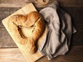 Yeast dough formed into a heart, baked until golden brown