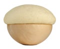 Yeast Dough in Wooden Bowl