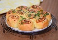 Yeast Roll buns with cheese. Bread rolls with garlic and parsley. Royalty Free Stock Photo