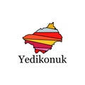 Yedikonuk Map. State and district map of Yedikonuk Turkey. Detailed map of city administrative area. Royalty free vector