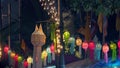 Yee Peng Festival Chiang Mai. Paper lanterns decorated on Tha-Phae road ,Chiang Mai