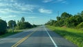 Yeehaw Junction, FL USA - July 16, 2023: A Time lapse video of Driving through the Florida countryside on Highway 441