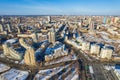 Yekaterinburg aerial panoramic view at Winter in sunny day. Ekaterinburg is the fourth largest city in Russia located in the Royalty Free Stock Photo