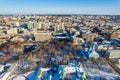 Yekaterinburg aerial panoramic view at Winter in sunny day. Ekaterinburg is the fourth largest city in Russia located in the Royalty Free Stock Photo