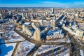 Yekaterinburg aerial panoramic view at Winter in sunny day. Ekaterinburg is the fourth largest city in Russia located in the Royalty Free Stock Photo