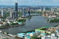 Yekaterinburg, the capital of the Urals, aerial view. Many beautiful residential and commercial buildings, as well as the architec
