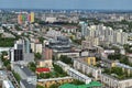 Yekaterinburg, the capital of the Urals, aerial view. Many beautiful residential and commercial buildings, as well as the architec