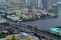 Yekaterinburg city. Panorama. View of the city from the window during the rain Royalty Free Stock Photo