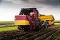 Yekaterinburg, RUSSIA - August 23, 2018: Agricultural machinery in a potato field Royalty Free Stock Photo