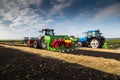 Yekaterinburg, RUSSIA - August 23, 2018: Agricultural machinery in a potato field Royalty Free Stock Photo