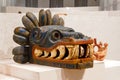 Quetzalcoatl head in a museum