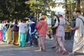 Yekaterinburg, Russia, 10.05.2019, International Society for Krishna Consciousness. People are dancing and singing the Hari-Krishn