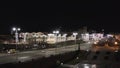 Yekaterinburg, Russia, Lenina street at night. Stock footage. Aerial view of an empty wide city street with lanterns on Royalty Free Stock Photo