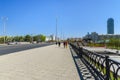 View of Lenin avenue and Historical Square on Iset River in center of city Yekaterinburg. Russia