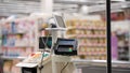 Cash registers in a supermarket. No people. Cash Register Displays Included