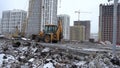 Yekaterinburg, Russia - November 2019. Construction work in the new residential area Akademichesky Royalty Free Stock Photo