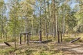 Wooden the Slavic sanctuary dedicated to god Perun. Temple of Slavic neo-pagans in the Urals, Russia