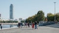 Yekaterinburg city panorama with a skyscapper on the horizon from the alley along the Royalty Free Stock Photo