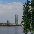 Yekaterinburg. Summer city landscape. View of the Iset River and the Vysotsky Tower