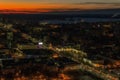 Yekaterinburg view from above night river Iset winter