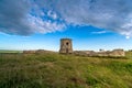 Yelabuga, Republic of Tatarstan, Russia - June 25, 2019: The tower of an ancient Bulgarian fortress on a high cliff on the banks o