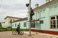 Yelabuga, Republic of Tatarstan, Russia. October 1, 2021. A sculptural composition depicting a signalman and a postman