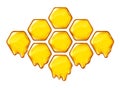 Yelllow honeycombs with flowing honey isolated, design for logo, vector