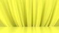 Yellow abstract background with a developing fabric at the table. 3D Render