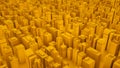 Yellow abstract 3d isometric megalopolis with skyscrapers. 3d illustration