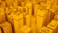 Yellow abstract 3d isometric megalopolis with skyscrapers. 3d illustration