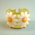 Luxury Daisy And Pearl Ring In Pastel Yellow And White