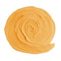 Yellow acrylic or oil brush stroke hand painting round shape design element.